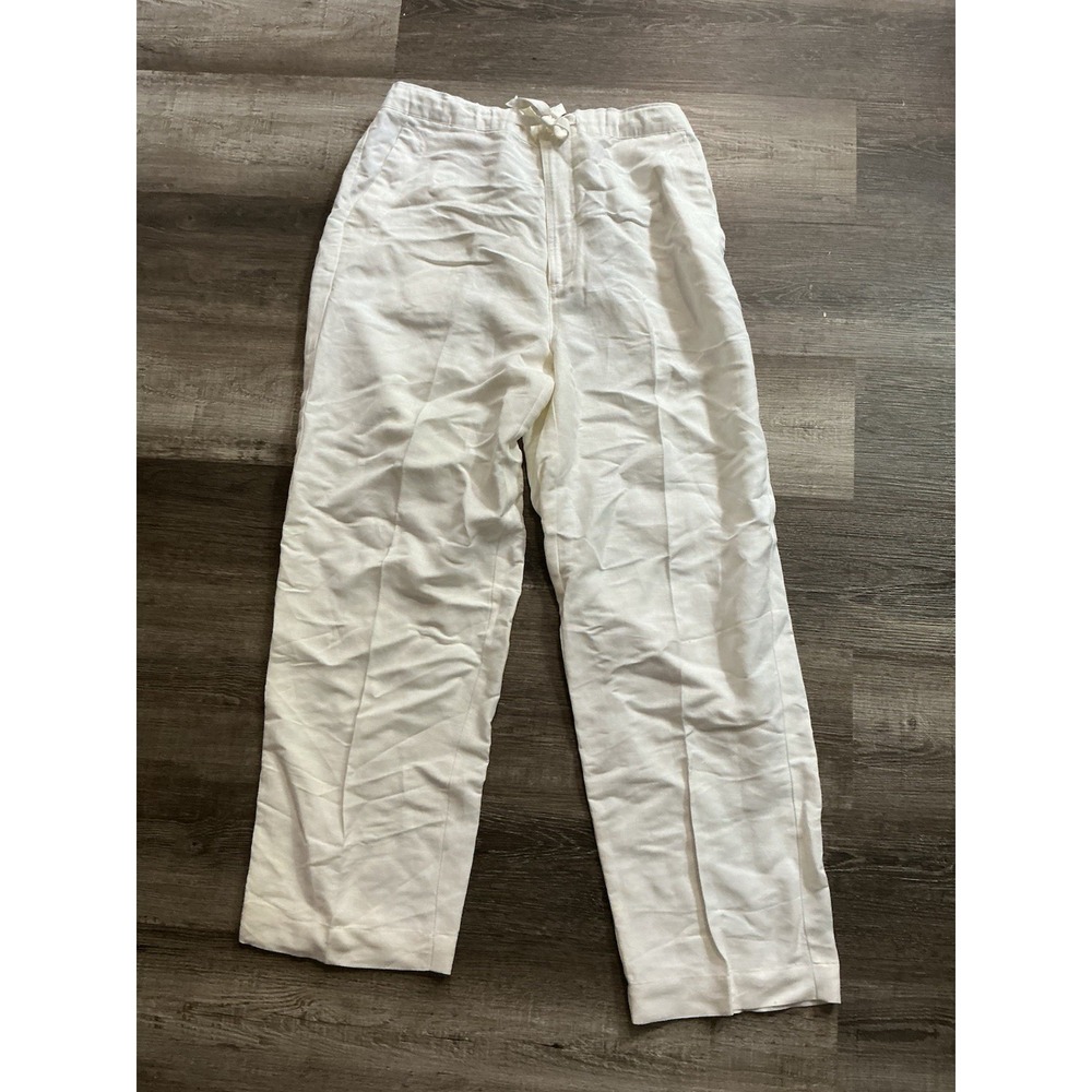 Havanera Co Linen Blend Pants Womens Large 36-38 Natural Woven Loose Leg Beige